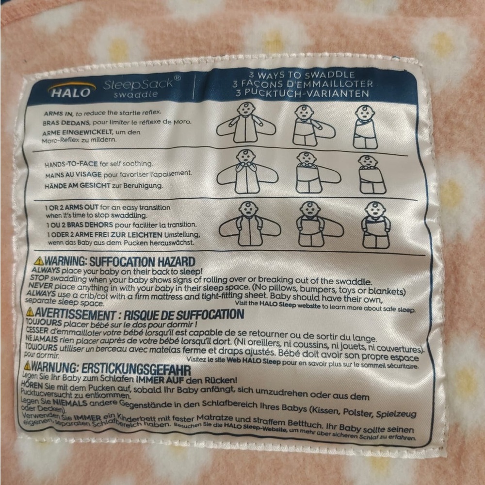 NWOT HALO Micro-Fleece Sleepsack Swaddle,3-Way Swaddle Blanket 3-6months - Picture 7 of 7